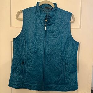 Chico’s Teal Quilted Lightweight Zip Up Vest Size 2